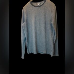 Michael Kors EUC Heathered Charcoal crew neck shirt w/black crew collar size L